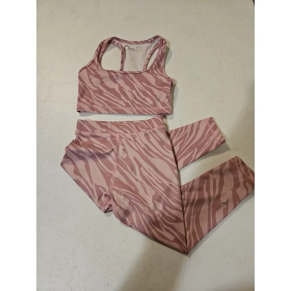 Girls Zyia‎ Active Zebra Workout Set Size 4-5  Two Tone Pink (1336)
